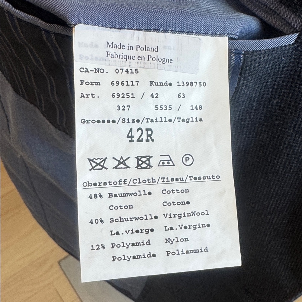Bugatti Flexcity Blue Charcoal Blazer – Size 42R – Wool Blend Elbow Patch - Picture 8 of 11